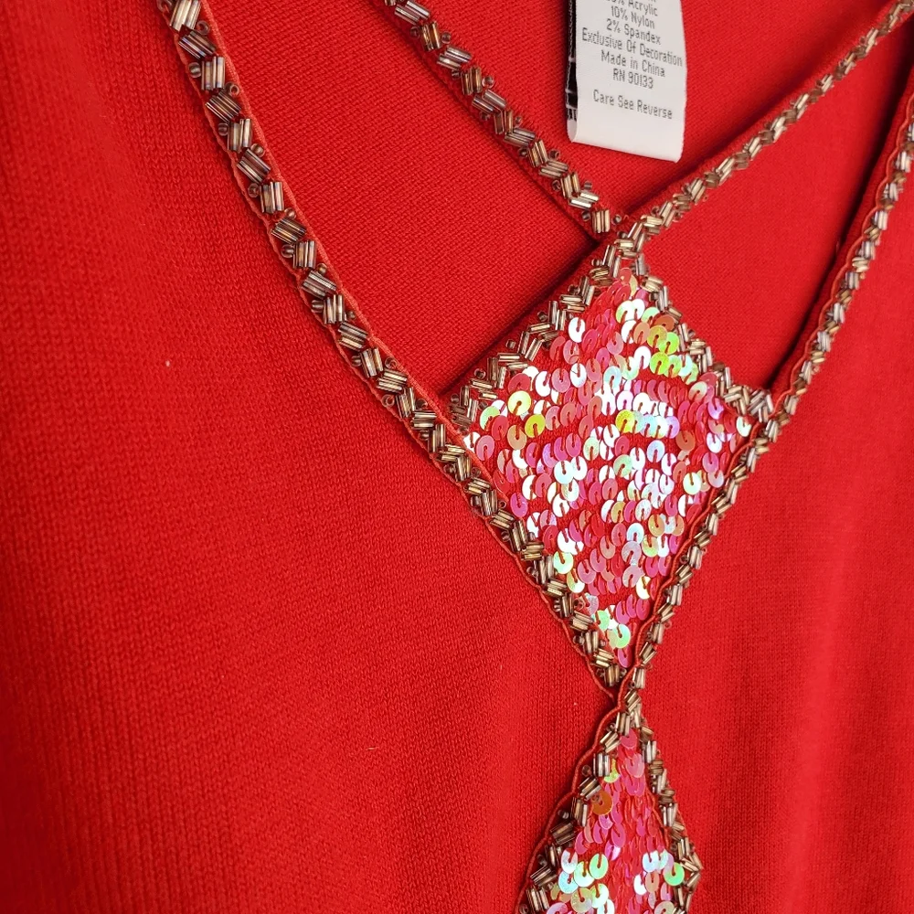 Bob Mackie Vintage Wearable Art Sequined Cut Out Sweater XL - Picture 4 of 15